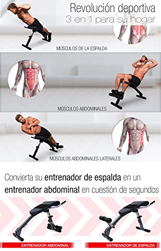 Sportstech BRT200 Entrenador de Espalda y Abdomen 3en1 Patentado Propio con Innovador diseño Antideslizante; Plegable; Multifuncional con Acolchado ergonómico; Plegado fácil. (BRT200)