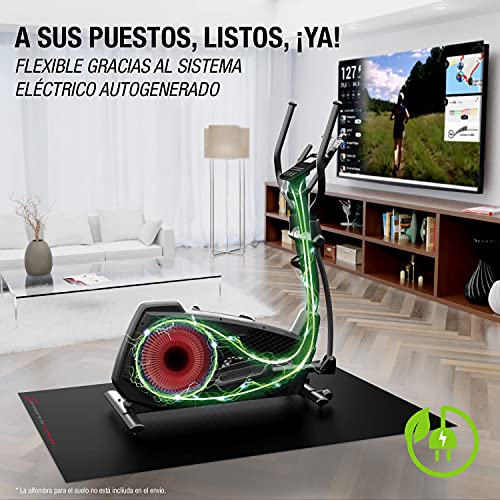 Sportstech CX2 Bicicleta elíptica -Marca de Calidad Alemana- Eventos en Directo y App Multijugador, Generador de Energía Integrado, Entrenador elíptico con Consola y Soporte para Tablet, Volante 27Kg