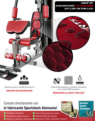 Sportstech HGX100 Multiestación musculación Premium 45en1 sirve para innumerables posibilidades de entrenamiento. Máquina de pesas robusta con torre de tracción