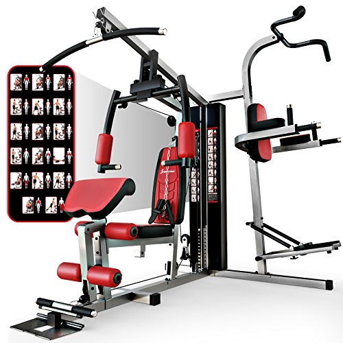 Sportstech HGX200 Multiestación musculación Premium 45en1 sirve para innumerables posibilidades de entrenamiento. Máquina de pesas con torre de tracción