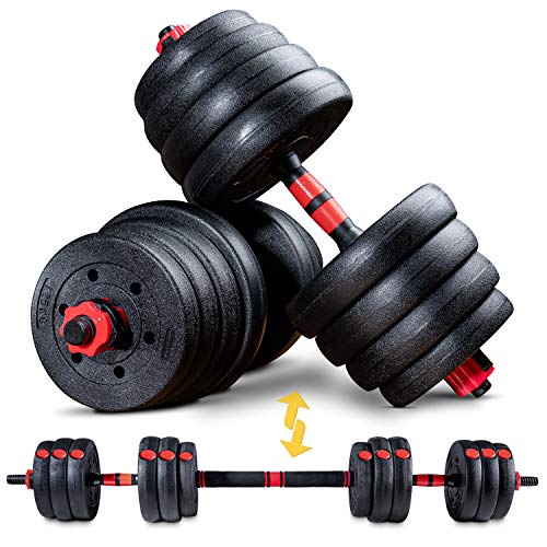 Sportstech Juego de Mancuernas innovadoras 2en1 AH150 | Mancuernas y Pesas | Set de Mancuernas de 20kg, 30kg y 40kg| Cierre de Seguridad + Conector Extra Largo 400mm | Fitness para Hombres y Mujeres