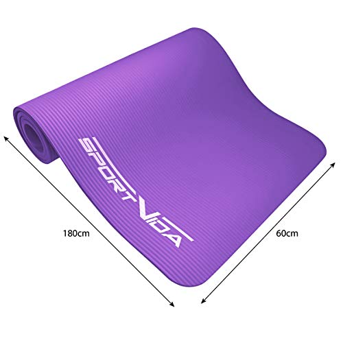 SportVida Yoga Fitness Esterilla para Pilates, Espuma cerámica-Grafito-nbr, 180 x 60 x 1 cm | colchoneta para Camping Tienda, Morado