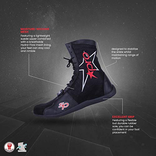 Starpro Botas de Boxeo - Zapatillas de Lucha de Suela de Goma y Malla Transpirable para Entrenamiento de Lucha Boxeo Ejercicio Fitness Artes Marciales Muay Thai - Hombres y Mujeres (Noir, 40)