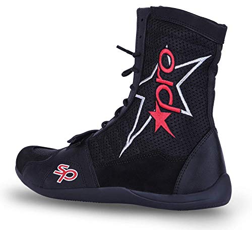 Starpro Botas de Boxeo - Zapatillas de Lucha de Suela de Goma y Malla Transpirable para Entrenamiento de Lucha Boxeo Ejercicio Fitness Artes Marciales Muay Thai - Hombres y Mujeres (Noir, 40)