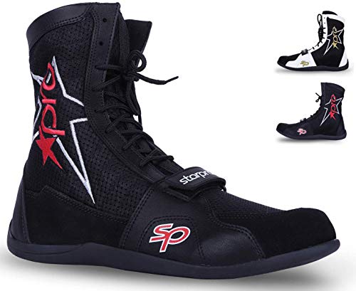 Starpro Botas de Boxeo - Zapatillas de Lucha de Suela de Goma y Malla Transpirable para Entrenamiento de Lucha Boxeo Ejercicio Fitness Artes Marciales Muay Thai - Hombres y Mujeres (Noir, 40)