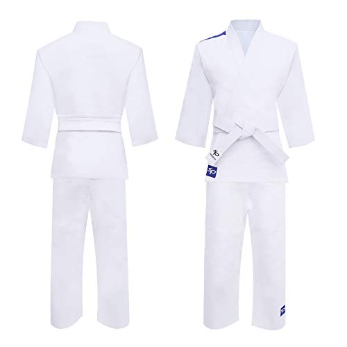 Starpro Judogi 250 Gramos | Algodón de Primera Calidad | Blanco | Judogi Profesional para Entrenamiento y competición | Hombres Mujeres y Niños | 100-170 cm | Incluye cinturón Blanco Gratis