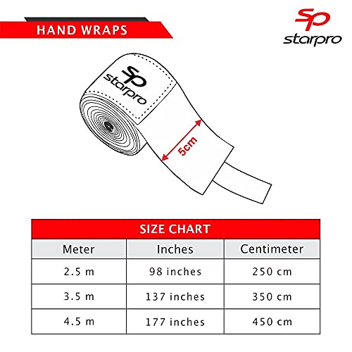 Starpro mexicanas Vendas de Mano Thump n ’Loop |Vendajes de algodón Tejido con Carbono|Colores múltiples| para Boxeo Muay Thai Kickboxing Karate Lucha Artes Marciales Gimnasio Fitness 2.55m 3.5m 4.5m