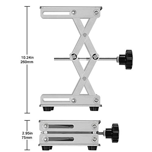 stonylab Mesa Elevadora de Tijera, 150 x 150mm Acero Inoxidable Plataforma Elevadora de Tijera Jack De Laboratorio, Rango de Altura de Elevación Expandible de 75mm a 260mm, Peso de Soporte 10 KG