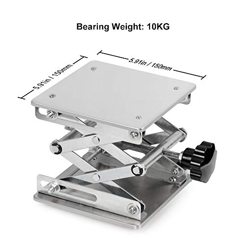 stonylab Mesa Elevadora de Tijera, 150 x 150mm Acero Inoxidable Plataforma Elevadora de Tijera Jack De Laboratorio, Rango de Altura de Elevación Expandible de 75mm a 260mm, Peso de Soporte 10 KG