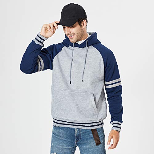 Sudadera con capucha, para hombre, manga larga, deportiva, ceñida, informal, para otoño e invierno azul XL