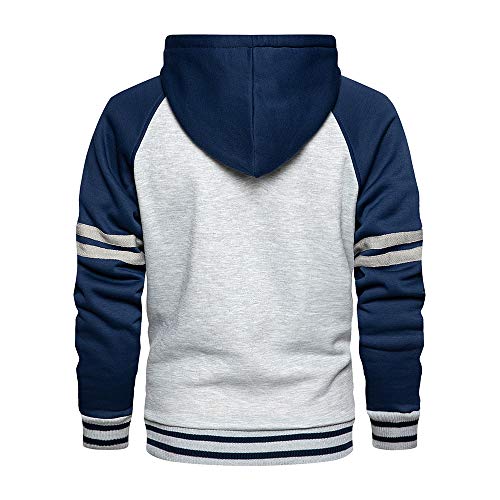 Sudadera con capucha, para hombre, manga larga, deportiva, ceñida, informal, para otoño e invierno azul XL