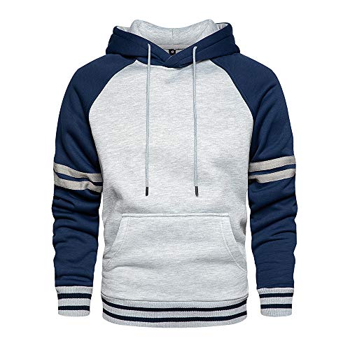 Sudadera con capucha, para hombre, manga larga, deportiva, ceñida, informal, para otoño e invierno azul XL