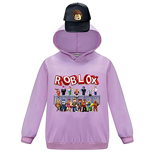 Sudaderas con capucha para niñas Sudadera rosa para niños Algodón Top Casual manga larga ropa y sombrero 3-13 años, Morado (, 11-12 Años