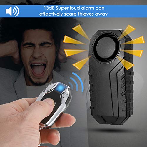 SunshineFace Alarma de Bicicleta Alarma de Bicicleta Antirrobo de Seguridad Inalámbrica para Bicicleta con Control Remoto Sensor de Vibración a Prueba de Agua Alarma de 113Db