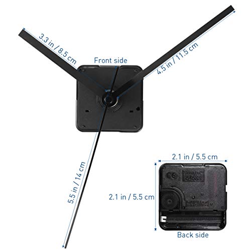 SUPVOX Movimiento silencioso del Reloj Mecanismo de Reloj de Pared DIY práctico Mano de Reloj Recta Negra de 3.3/4.5/5.5 Pulgadas para reemplazo de Reloj DIY