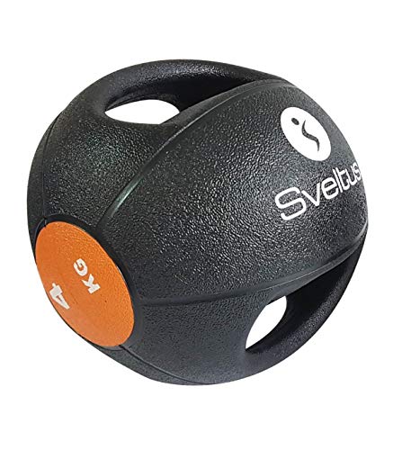 Sveltus Médecine Ball 4kg Avec poignées Balón Medicinal, Unisex Adulto, Negro/Naranja, (poids Disponibles: 4, 6, 8 et 10 kg) (4)