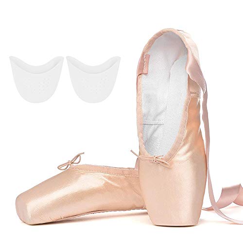 Tancefair Zapatillas de Ballet Stain con Banda Cosida y Almohadillas de Silicona para los Dedos de los pies para niñas y Mujeres