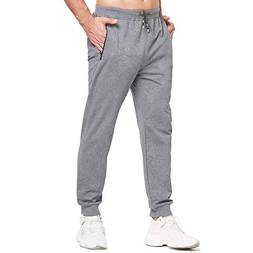 Tansozer Pantalones Deportivos para Hombre Jogger Deportivo Entrenamiento Fitness Pantalones Casual Deporte Slim Fit Cintura Elástica Ajustable Gris M