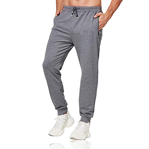 Tansozer Pantalones Deportivos para Hombre Jogger Deportivo Entrenamiento Fitness Pantalones Casual Deporte Slim Fit Cintura Elástica Ajustable Gris M