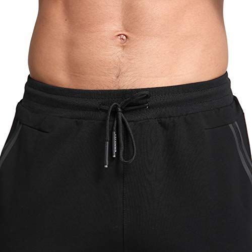 Tanzoer Pantalon Chandal Hombre Jogger Deporte Hombre Algodon Pantalon Tenis Running Deportivo Hombre Slim Fit Pantalon de Chandal con Bolsillos de Cremallera Negro M