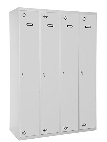 Taquilla profesional montada 4 cuerpos 1 puerta cada uno Gris/Gris Simonrack 1800x1200x500 mms - Taquilla metálica - Taquilla para gimnasio - Taquilla de vestuario - Se entrega montado