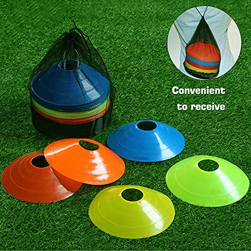 TDDL 20 Piezas de Mini Conos de Disco de platillo, Accesorios de Entrenamiento de Seguridad con asa de Transporte y Bolsa de Red para Juegos de fútbol, Atletismo UVM, marcadores de Campo