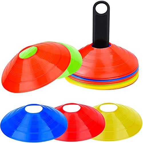 TDDL 20 Piezas de Mini Conos de Disco de platillo, Accesorios de Entrenamiento de Seguridad con asa de Transporte y Bolsa de Red para Juegos de fútbol, Atletismo UVM, marcadores de Campo