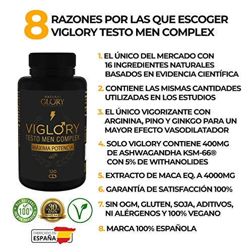 Testosterona Hombre | Fuerza · Energía · Resistencia | 16 Ingredientes | 120 Cápsulas | Maca + Tribulus Terrestris + Ginkgo Biloba + Ashwaganda + Vitaminas