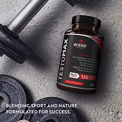 Testosterona Hombre - Natural Aumenta Testosterona - Zinc, Extracto De Raíz De Maca, Fenogreco, Ginseng - 90 Cápsulas Vegetales - Potenciador del Deseo - Rendimiento Muscular Vigorizante - Nutravita