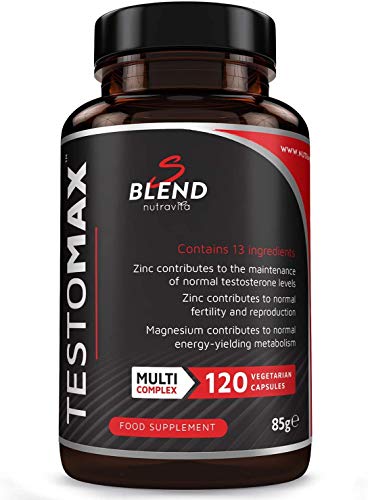 Testosterona Hombre - Natural Aumenta Testosterona - Zinc, Extracto De Raíz De Maca, Fenogreco, Ginseng - 90 Cápsulas Vegetales - Potenciador del Deseo - Rendimiento Muscular Vigorizante - Nutravita