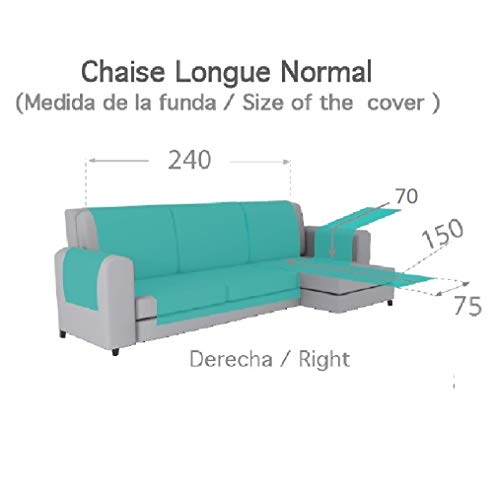 Textilhome - Funda Cubre Sofá Chaise Longue Adele, Protector para Sofás Acolchado Brazo Derecho. Tamaño -240cm. Color Gris (Visto DE Frente)