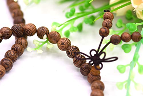 Thajaling 108 Cuentas de Oración Pulsera Mala, Madera Natural Budista Tibetano Buda Meditación Collar Mala Pulsera