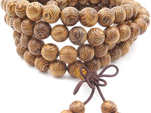 Thajaling 108 Cuentas de Oración Pulsera Mala, Madera Natural Budista Tibetano Buda Meditación Collar Mala Pulsera