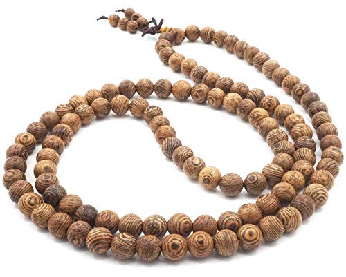 Thajaling 108 Cuentas de Oración Pulsera Mala, Madera Natural Budista Tibetano Buda Meditación Collar Mala Pulsera