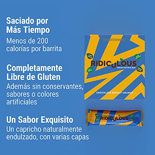 THE PROTEIN WORKS Barrita Proteica Vegana Ridiculous | 100% A Base de Plantas | Sin Aceite de Palma | 15g Proteína y Baja en Azúcar | Triple Chocolate Brownie | Caja de 9