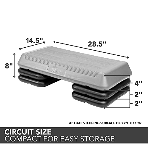 The Step Original Aerobic Platform - Tamaño del Circuito, Color Plateado y Negro, tamaño Number of Risers-4