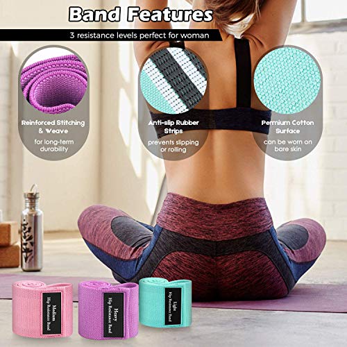 Tinkber Bandas de Resistencia, Bandas Elasticas Fitness con 3 Niveles Ejercicios, Cinta Elastica Más Ancha y Fuerte, Bueno para Glúteos, Piernas, Brazos, Yoga, Pilates, Crossfit