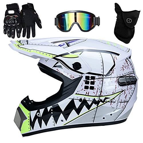 TKUI Casco Motocross Niño ECE Homologado - Casco de Moto Infantil Cross Integral Enduro Infantil para Mujer Hombre Adultos,S(52~53cm)