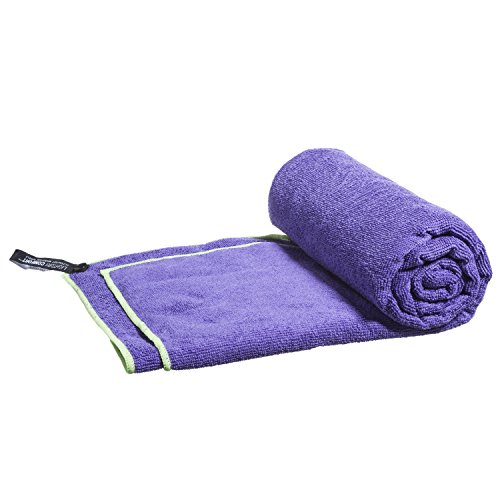 Toalla deportiva de mochila de microfibra LightDry para hombres y mujeres Toalla de viaje de secado extremadamente rápido Toallas deportiva de playa y de baño Absorbente, ligera y antibacteriana (160 x 80 cm, Violeta)