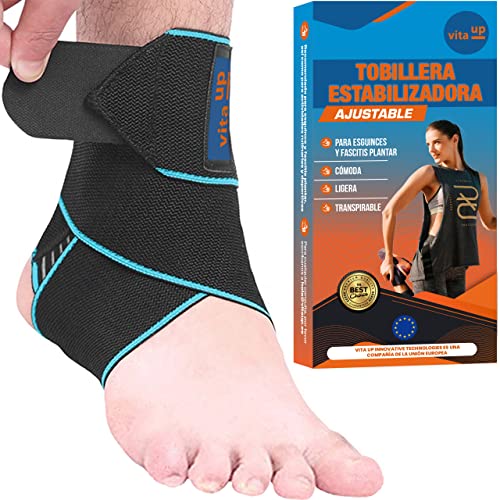 Tobillera Estabilizadora para Esguince y Fascitis Plantar, Protector de Compresión Ajustable y Elástico para el Tobillo, Hombre y Mujer, Deportiva, Correr, Boxeo, Fútbol y Otros