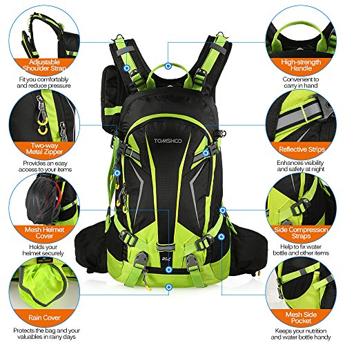 TOM SHOO Mochila Ciclismo 20L/30L Impermeable para Excursionismo Ciclismo Alpinismo Senderismo Camping al Aire Libre con Cubierta de Lluvia y del Casco