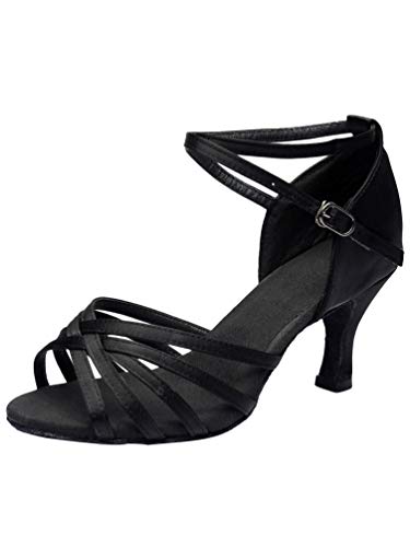 Tookang Mujeres Zapatos Latinos de Baile Zapatillas de Salón Salsa Performance Calzado de Danza (Tacón 7CM)