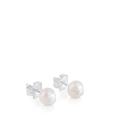 TOUS Bear - Pendientes de Plata sobre Perlas Cultivadas 0,6 cm