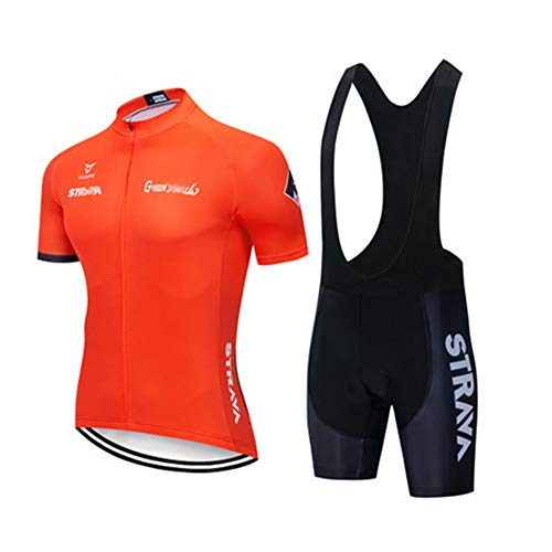 Traje De Ciclismo De Manga Corta para Hombres, Culotte con Relleno De Gel 3D, Conjunto Combinado De Bicicleta para Ciclismo Deportivo Al Aire Libre (M,Orange 1)