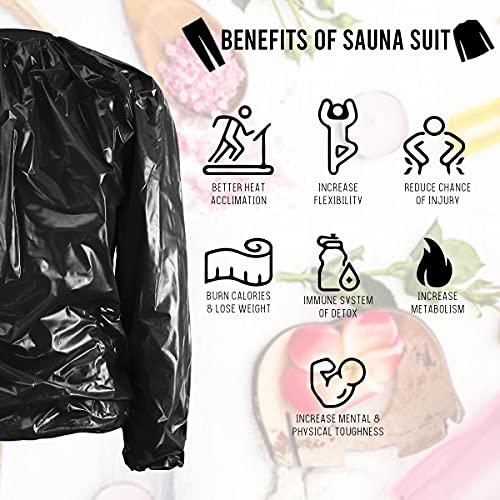 Traje sauna negro para sudar de JJOnlinestore para pérdida de peso en todo el cuerpo, fitness, gimnasio, ejercicio, interiores y exteriores, talla única