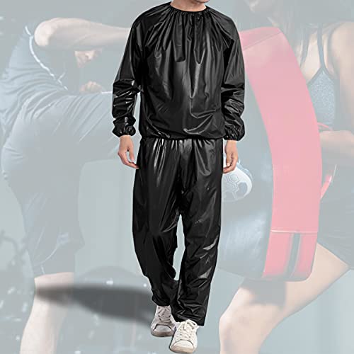 Traje sauna negro para sudar de JJOnlinestore para pérdida de peso en todo el cuerpo, fitness, gimnasio, ejercicio, interiores y exteriores, talla única