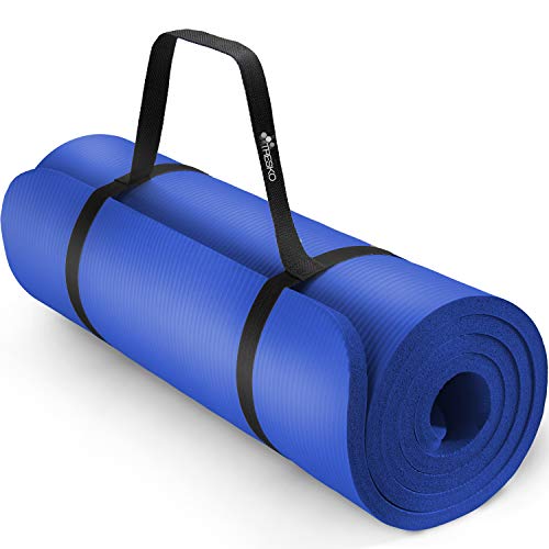 TRESKO® Esterilla de Fitness 185 x 60 cm y 190 x 100 cm para Gimnasia, Yoga, Pilates y Cualquier Tipo de Entrenamiento | Suave y cómoda | Espuma NBR (Azul Oscuro, 190 x 100 x 1,5 cm)