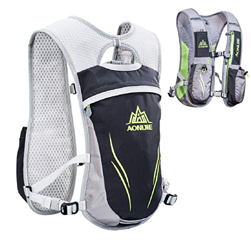 TRIWONDER Chaleco de Hidratación Ligero 5.5L Superior Mochila para Trail Running Ciclismo Marathoner Profesional al Aire Libre Hombre Mujer (Gris - Sólo Chaleco)