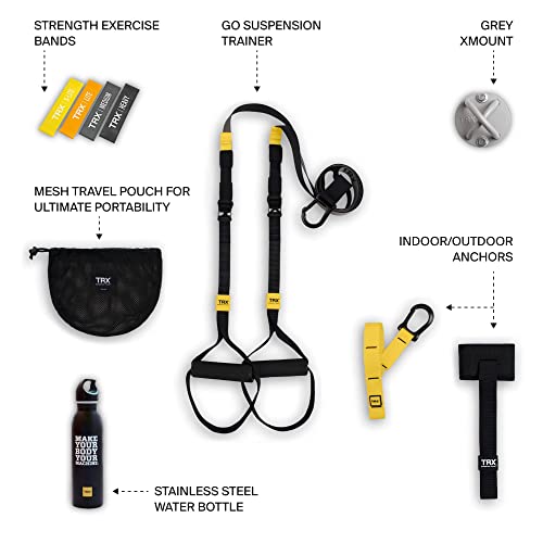 TRX GO Bundle - Sistema de entrenamiento en suspensión - Para quienes viajan mucho por trabajo y entusiastas del fitness en todas sus etapas - App del club de entrenamiento TRX - Gris