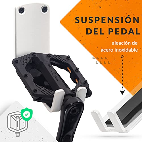 Upgrade4cars Soporte Bicicletas Pared Pedal | Colgador Bici Horizontal Blanco | Soportes para Colgador Bicicleta | Accesorios Bicis